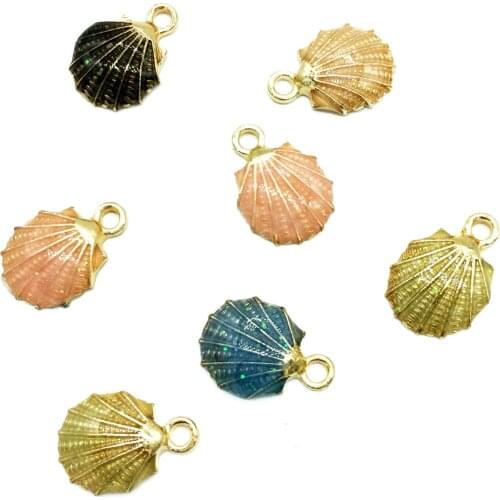 20pcs/lot New Arrival Zinc Alloy Metal Charms Shells Shape Oil Drop Charms Diy Jewelry Earring Pendants