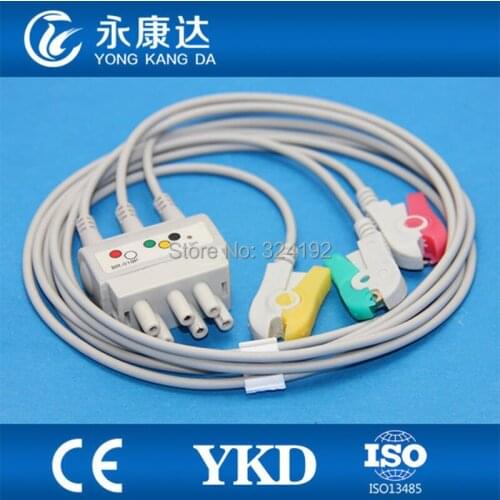 3pcs/pack compatible Nihon kohden BR-019 Multi-link IEC/3 leads ECG cable and Clip leadwires with ce mark ,medical cable