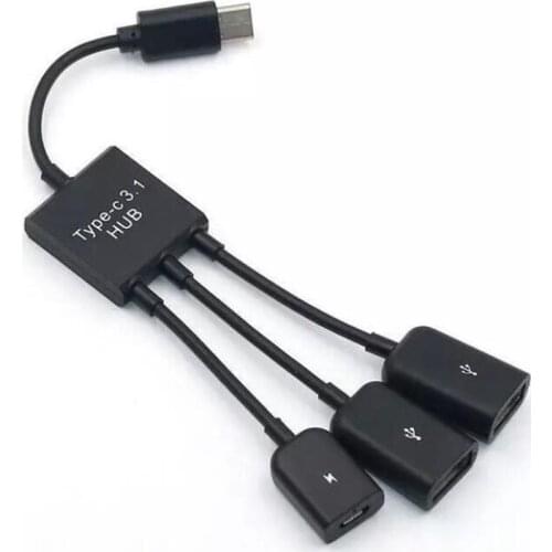 3 in 1 Micro USB HUB Adapter with Power 3-Port Charging OTG Host Cable Cord Adapter Micro USB Hub USB OTG Extension Adapter