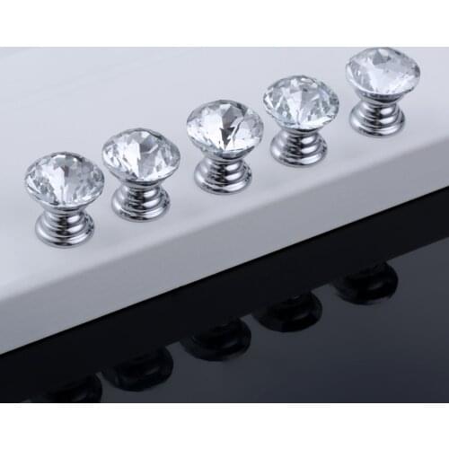 5Pcs 18*19mm Crystal Glass Handle Knobs Crystal Glass Knobs Cupboard Drawer Pull Kitchen Cabinet Door Handles with Screws