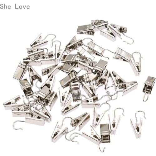 Chzimade 50pcs Drape Clip Curtain Rod Hook Clips Clamps Drapery Clips Curtain Accessories