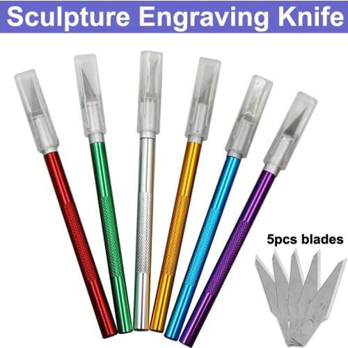 6pcs Blades Non-Slip Metal Scalpel Knife Tools Kit Cutter Engraving Craft knives Mobile Phone Laptop DIY Repair Hand Tools