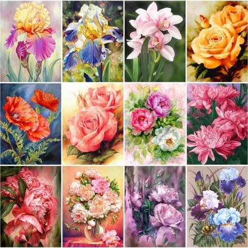 AZQSD Full Square Diamond Painting Flower Mosaic Handmade Diamond Embroidery Poppy Home Decor Picture Of Rhinestone Gift