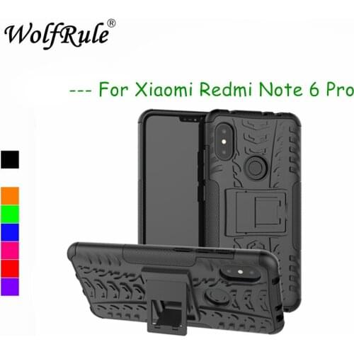 Cases For Xiaomi Redmi Note 6 Pro Cover Dual Layer Armor Silicone Back Case For Xiaomi Redmi Note 6 Pro Phone Holder Stand Shell