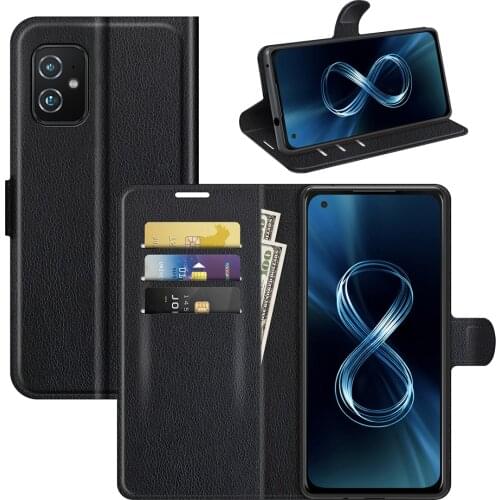 For Asus Zenfone 8 ZS590KS 7 8 Flip ROG Phone 3 5 Ultimate Lichee Pattern Flip PU Leather Case Wallet Stand With Card Holder