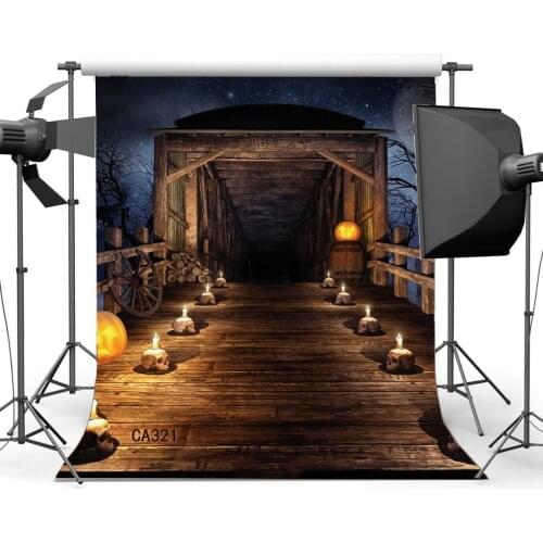 Photography Backdrops Halloween Horror Night Mysterious Halloween Skulls Vintage Wood Pumpkin Masquerade Photo Background
