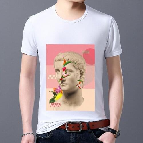 Mens T-shirt Retro Printing Series Classic Hot-selling Student Self-cultivation Versatile Commuter Breathable O-neck T-shirt