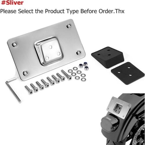 Chrome 3 Holes Laydown License Plate Mounting Bracket Kit Holder for Big Twins Softail Dyna Sportster XL