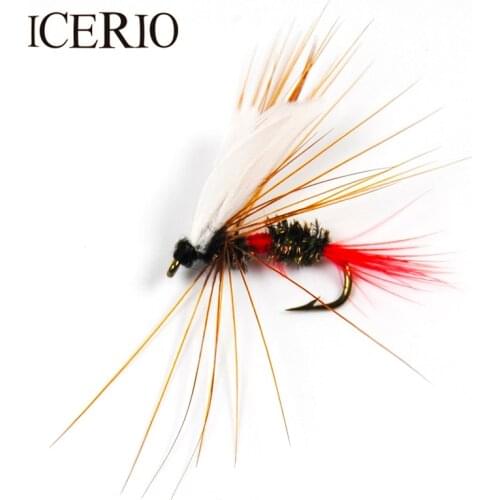 ICERIO 10PCS Royal Wulff Dry Flies for Trout Fly Fishing Bait Size #10