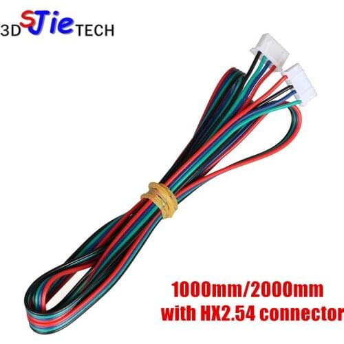 NEMA 17 stepper Motor Cable 4-Way with HX2.54 connector 1000mm/2000mm 42 Stepper for Reprap Prusa i3 3D printer RAMPS DIY parts