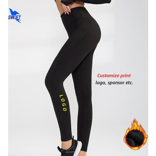 Customize LOGO High Waist Compression Running Tights Women Winter Fleece Sports Pants Gym Fitness Leggings Stretch Yoga Trousers