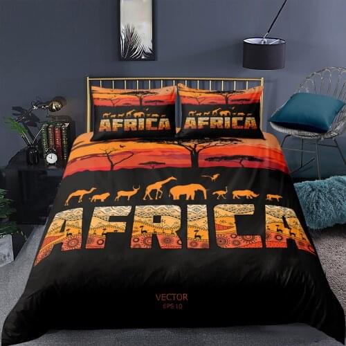 Africa Style Bedding Set Animals Fashion Cartoon 3D Print Comforter Luxury Queen King Single Duvet Cover Set Home Textile Modern