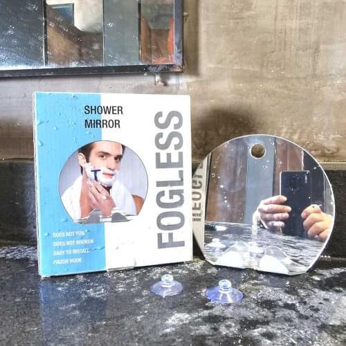 Bathroom Round Fogless Mirror Removable Anti-fogging Bathing Mirror Anti-fall Mirror with Suction Cup for Shaving Razor Hook