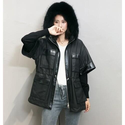 Real Genuine Leather Jacket Autumn Winter Coat Women Clothes 2020 Korean Vintage Sheepskin Coat Windbreaker Black Tops ZT4515