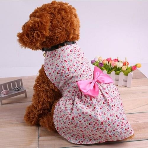 Summer Dog Dress Dog Leisure Dresses Pet Princess Bow Floral Skirt York Clothes For Dogs Pet Clothes Dog Acccessories