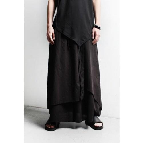 Mens homemade Yoji Yamamoto dark super easy to wear versatile design irregular Wide Leg Trouser skirt