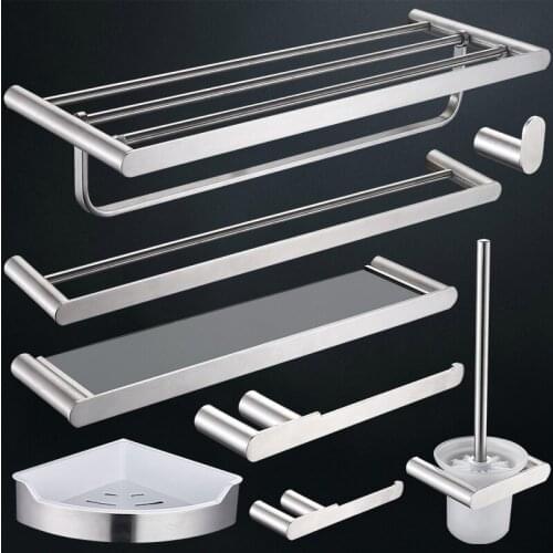 Brushed Nickel Bathroom Accessories Set SUS304 Stainless Steel Bathroom Set 24" Double Towel Bar,Toilet Paper Holder Robe Hooks