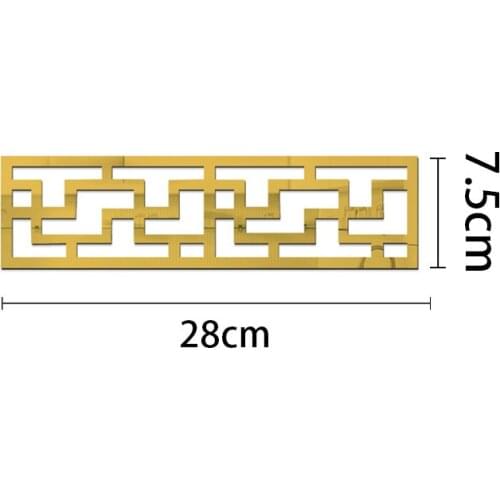 3Pcs Mirror wall Stickers Acrylic selfadhesive Skirting frame wall surrounding living room waist line edge banding Decoration