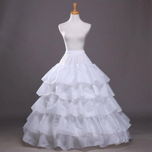 Petticoats with Ruffles White/Black/Red Ball Gown 4 Hoops 5 Layers Slip Underskirt Crinoline For Wedding/Formal Dress