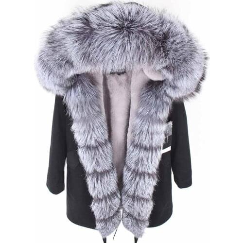 2020 new fox fur collar Medium long coat detachable plus velvet thick liner coat female winter