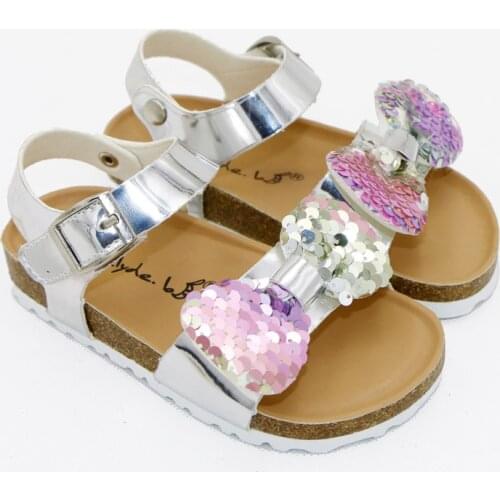 Newest Summer Kids Corks 2021 Fashion Patent Leathers Sweet Children Sandals For Girls Toddler Baby Breathable Bow Shoes Glitter