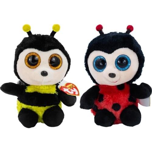 New 6"15cm TY Big Glitter Eyes Cute Bee ladybug Plush Stuffed Animal Collectible Insect series Doll Toy Christmas Birthday Gift