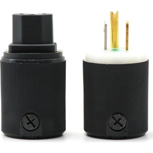 Pair Hubbell HBL8215G Pure Copper Plated Gold Plated US Version Hifi Power Plug IEC Connecter