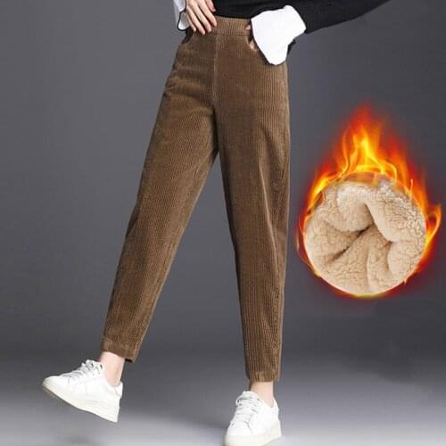 Thick Plush Corduroy Coat Casual Pants Women Warm Autumn Winter Trousers High Waist Casual Harem Pants Trousers For Female New