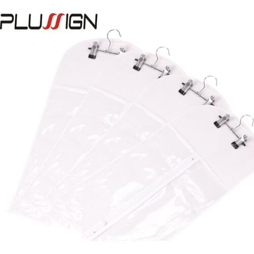 Plussign Wig Bag With Hanger Professional Wig Packaging Wig Bags Organizer Hanger 1 Set Cheap Wig Storage For Hair Extension