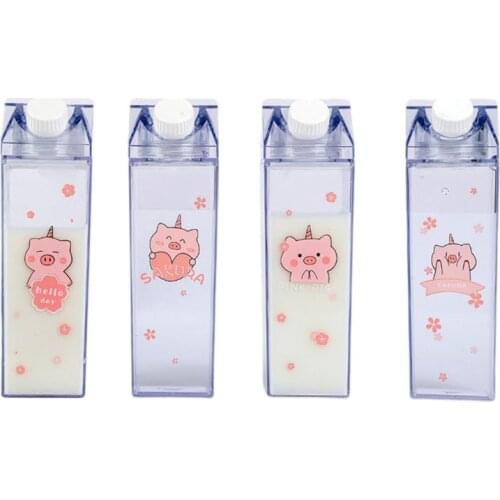 Portable Water Bottle Milk Storage Sakura-Print Strawberry-Print Sports Drinking Clear Cup For Home School Office