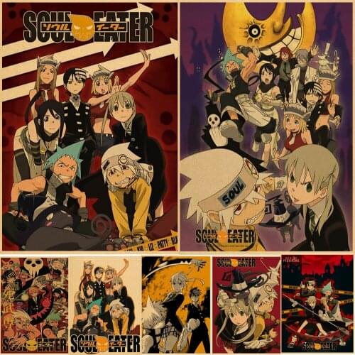 Classic Anime Soul Eater Poster Vintage Kraft Paper Prints Kawaii Cartoon Posters Art Painting Home Room Decor Wall Stickers