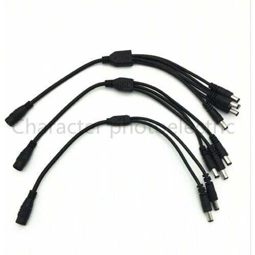 DC Power Jack 5.5x2.1mm DC Power Cable 1 Female to 2,3,4,5,6,8 Male Plug Splitter Adapter for Security CCTV Camera and LED Strip