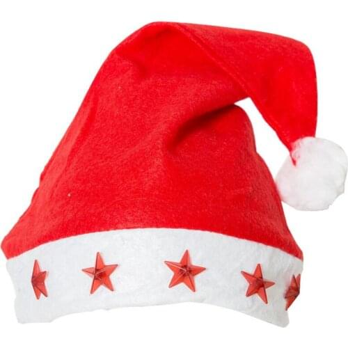 LED Christmas Hat Beanie Xmas Party Hat Glowing Luminous Led Red Flashing Star Santa Hat For Adult LX6174