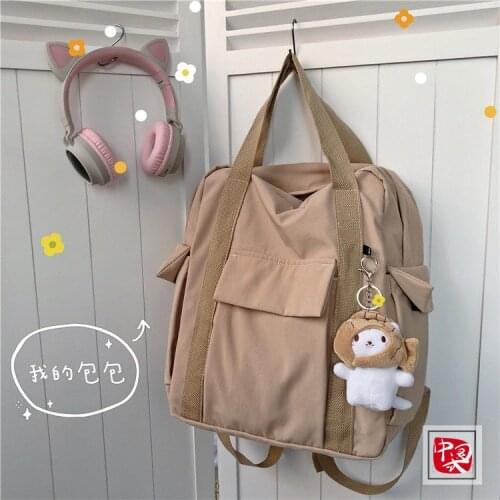 Ins Japanese Harajuku girl backpack, Mori literature and art small fresh schoolbag female simple and versatile backpack