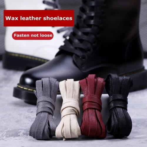 1 Pair Waxed Cotton Shoelaces 0.8CM Width Flat Waterproof Shoe laces Unisex Boots Casual Sneakers Shoelace Leather Laces Shoes