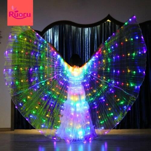 Ruoru Luminous costumes adult isis wings led colorful light up wings circus led wings open 360 degree alas angle led wings party