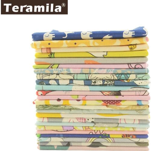 Teramila 45x45cm 100% Cotton Fabric Cartoon Animal Design Telas DIY Patchwork Algodon Cloth Tissus Cushion Quilts Fat Quarter