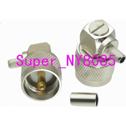 1pce Connector UHF PL259 male crimp RG58 RG142 LMR195 RG400 cable Right angle