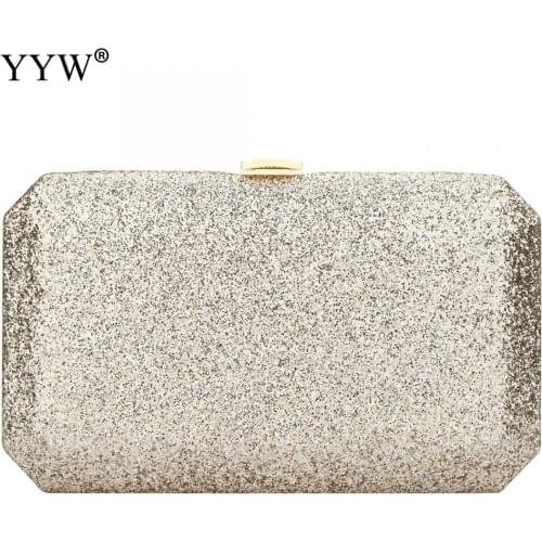 YYW Sequin Evening Clutch 2019 Chain Crossbody Bags Female Box Clutches Wedding Designer Luxury Purse Gold Sliver pochette femme