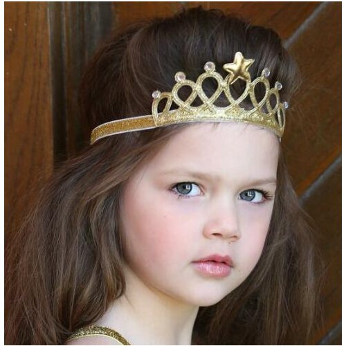 Spring and Summer Children Girls Hair Accessories Baby Hair Band Gold and silver Baby Crown Headband YH500