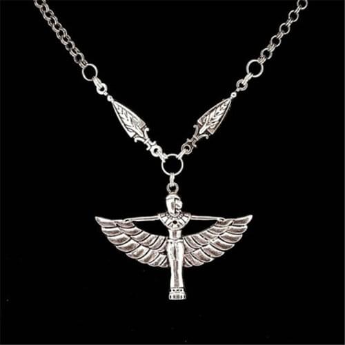 Vintage New Egyptian Goddess Isis Ancient Egyptian God Wing Pendant Necklace Charm Jewelry Fashion Gifts for Men and Women