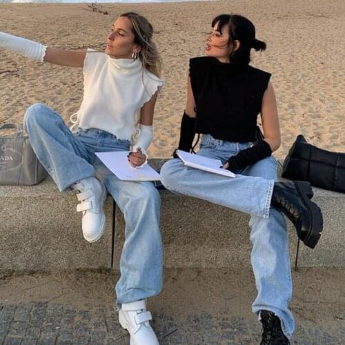 Y2k Women Sweater Vest Women Vintage Sleeveless Turtleneck Fashion Streetwear 2021 Ulzzang Chic Leisure Elegant With Glove