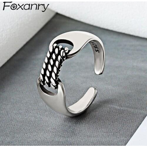 Evimi 925 Sterling Silver Rings for Women Couples New Fashion Vintage Geometric Handmade Birthday Party Jewelry Gifts