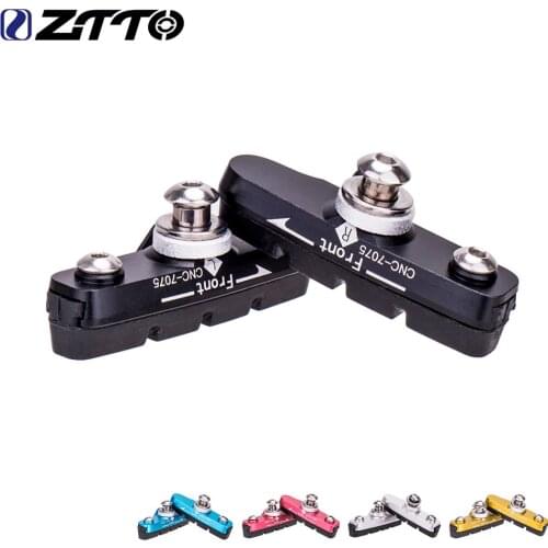 ZTTO Road Bike Caliper Brake Pads Replaceable Rubber CNC Aluminum Shell 1Pair Block Lightweight Braking Shoes For Carbon Part