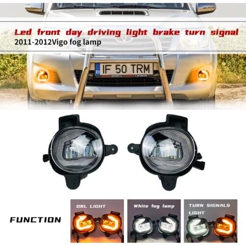 12V LED daylight Fog Light turn siganls For Toyota Hilux Vigo 2011 2012 2013 Replacement Car Front Bumper lamp Accessories
