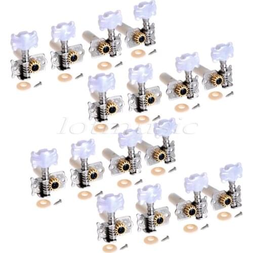 16Pcs Tuning Machines Chrome w/ Plastic Buttons 8L8R for Ukulele Guitar Replacement