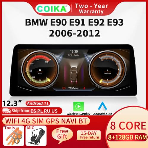 1920*720P Android 10.0 System Car GPS Navi Radio For BMW E90 E91 E92 E93 2006-2012 WIFI 4G SIM Carplay Split Screen 8 Core 4+64G