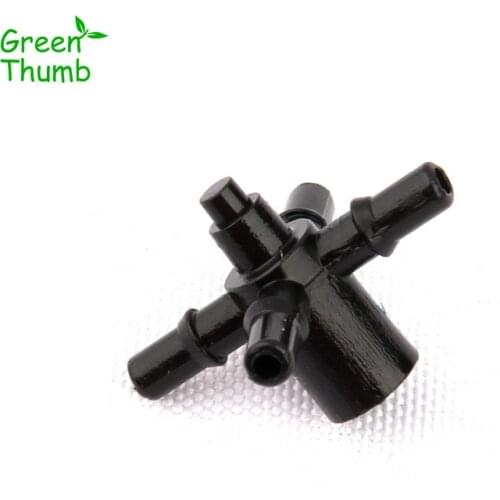 200pcs Green Thumb 5mm Five Ways Connector One Entrance and Four Exits Garden Hose Splitter Horticultural Irrigation Adapter