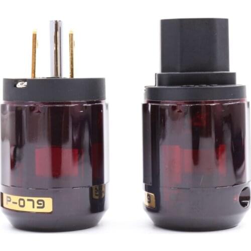 5 pair Gold Plated C-079 IEC + P-079 US mains plug, connector audio power plugs for DIY power cable