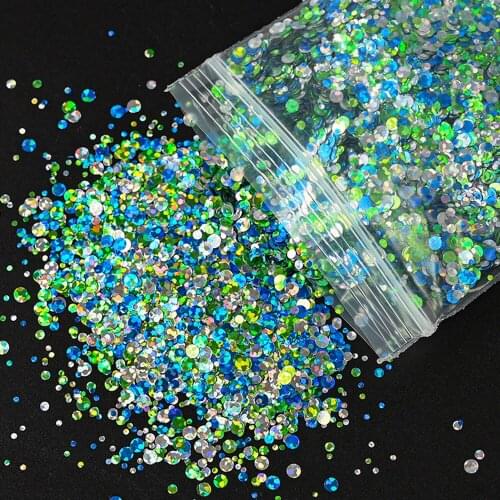 50g/Bag 12Colors Nail Art Glitter Mixed Shiny Spangles Decoration Flakes Nail Acrylic Accesoires Glitter Nail Round Sequins Ta14